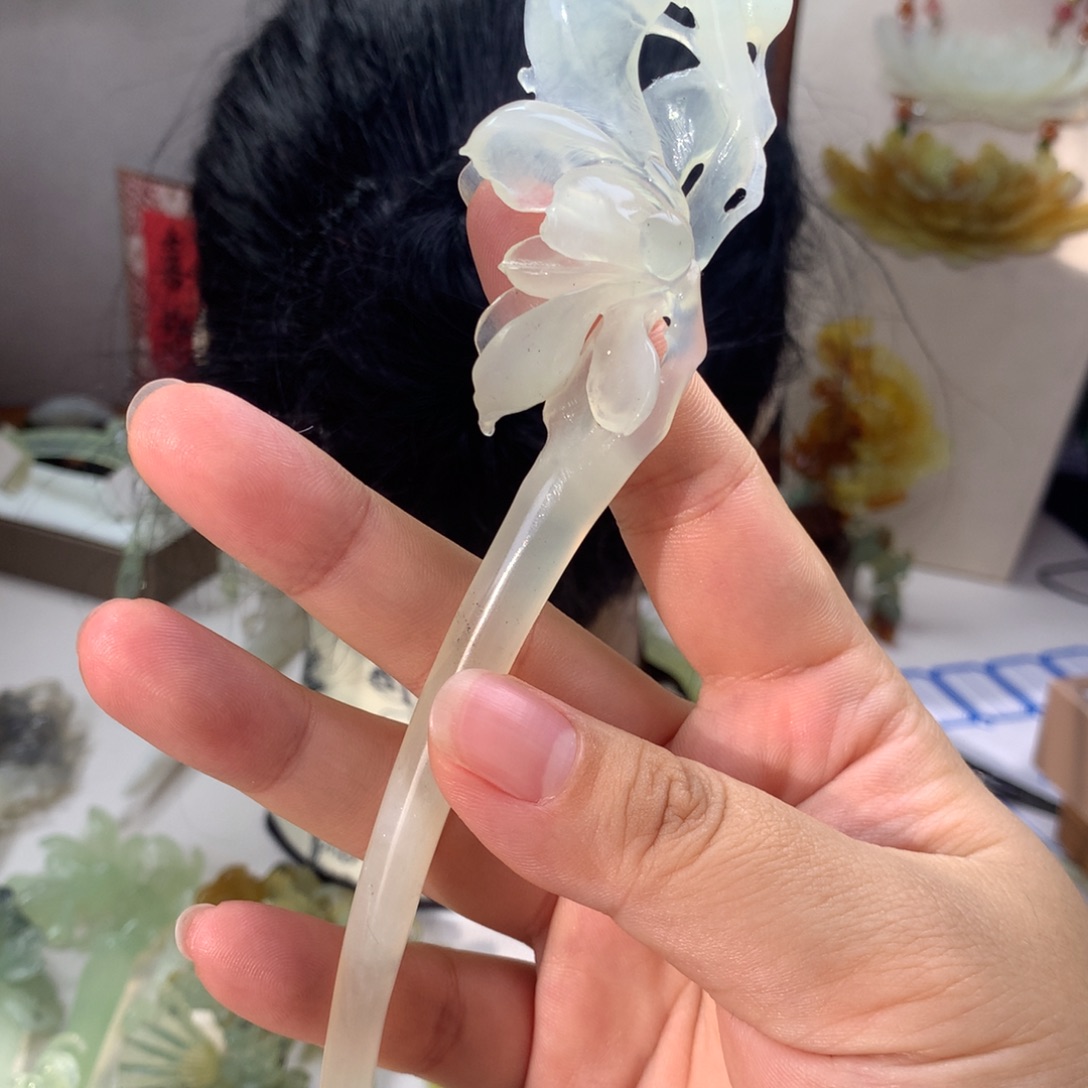 暗***礁蛇纹石玉未镶嵌发饰