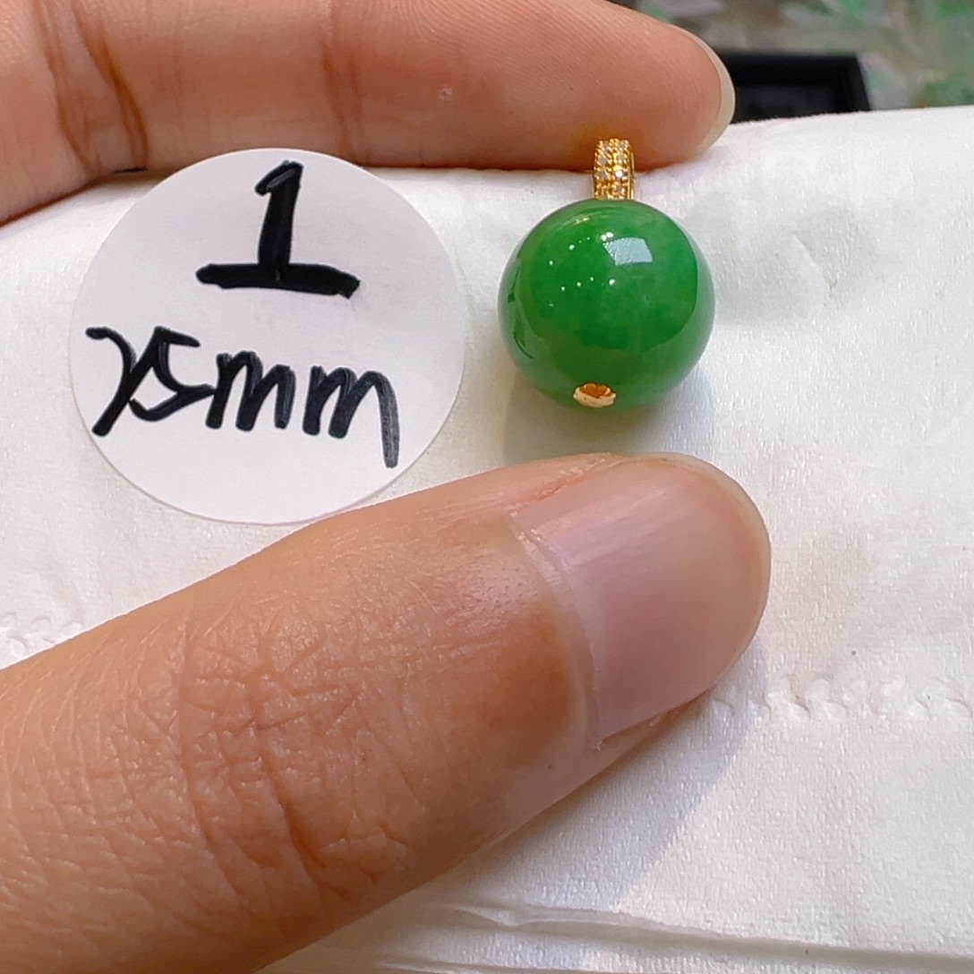 翡翠18K金镶嵌吊坠(不含链)