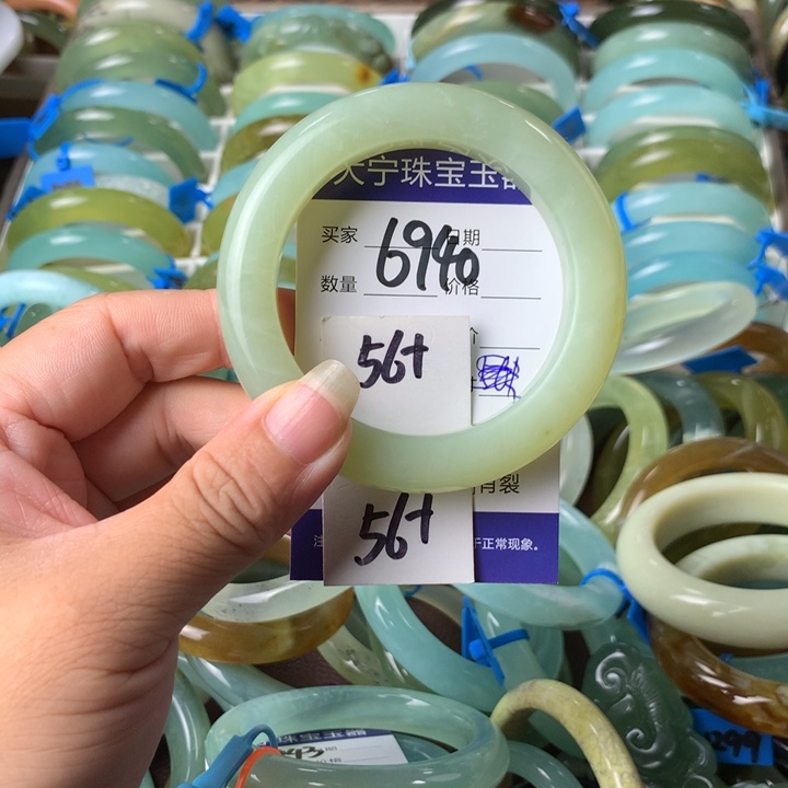 未镶嵌蛇纹石玉手镯6940