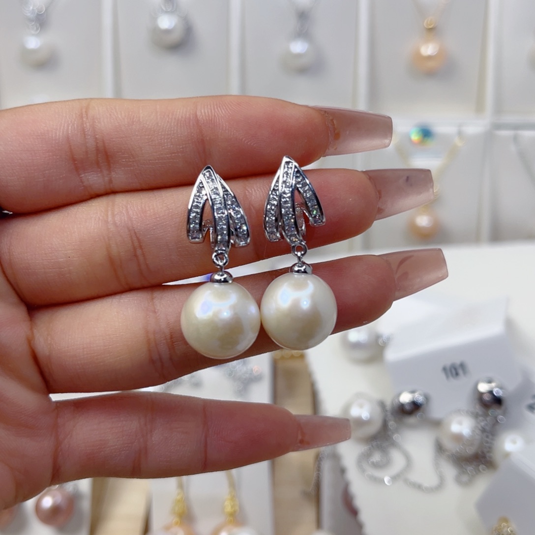 淡水珍珠耳饰银S925镶嵌