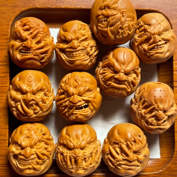 吞噬恶僧橄榄核雕