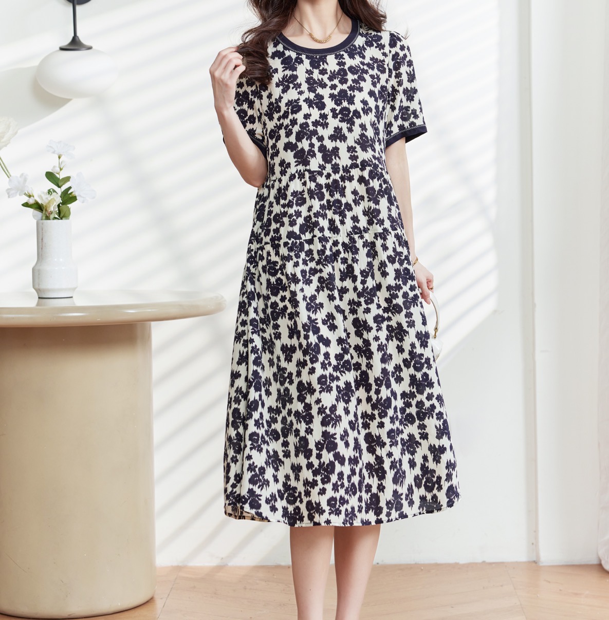 【奥兰多多&杨子家轻奢定制】印花连衣裙5105