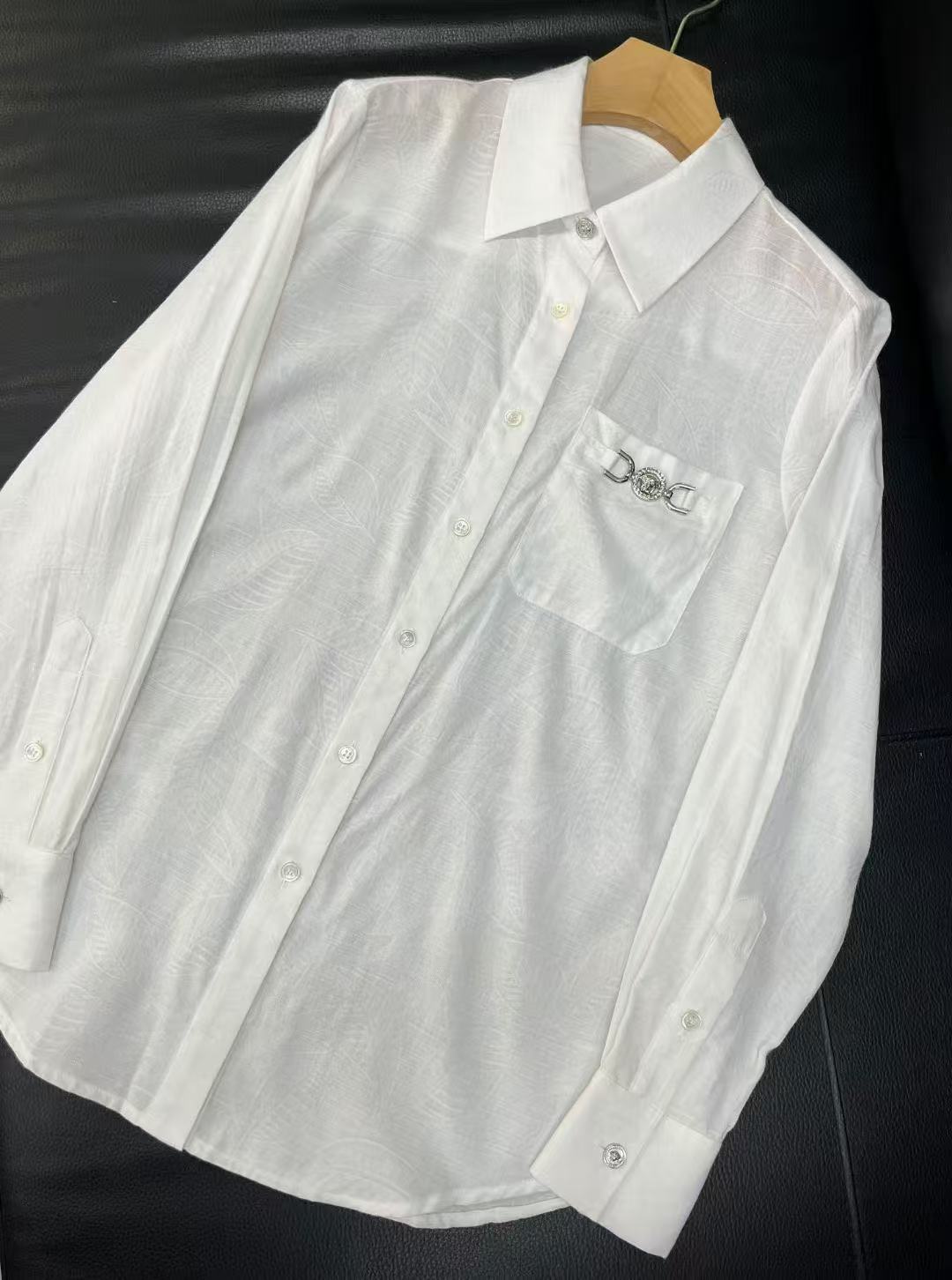 慕溢-185白色五金暗花衬衣