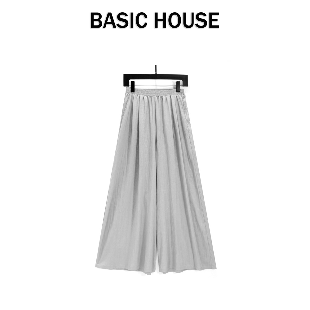 Basic House/百家好CSM新款简约高腰垂感阔腿裤莫兰迪色慵懒长裤