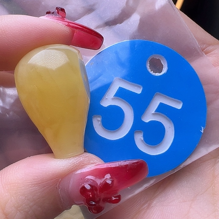 蜜蜡裸石未镶嵌微冰片 14.3mm 三通