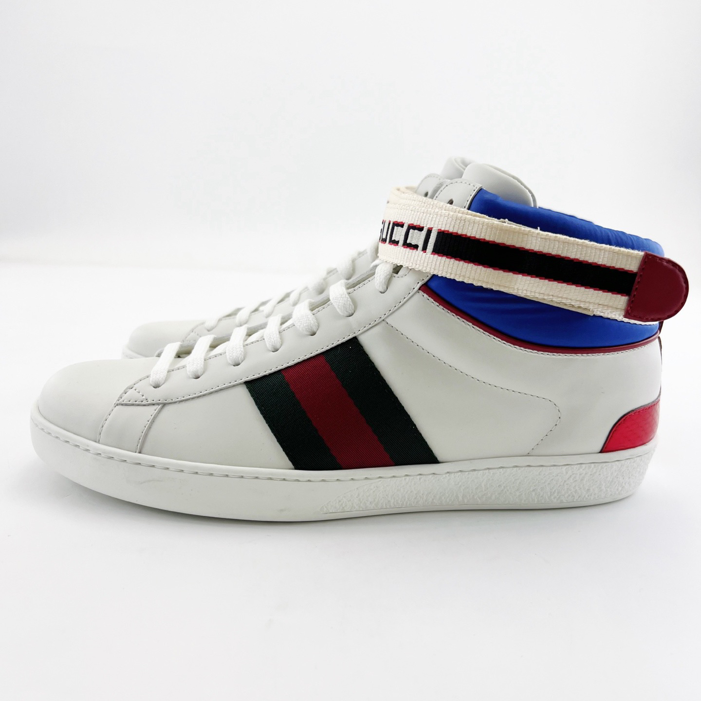 未使用 GUCCI/古驰 42.5码/白色三环绑带魔术贴小白鞋/16185028