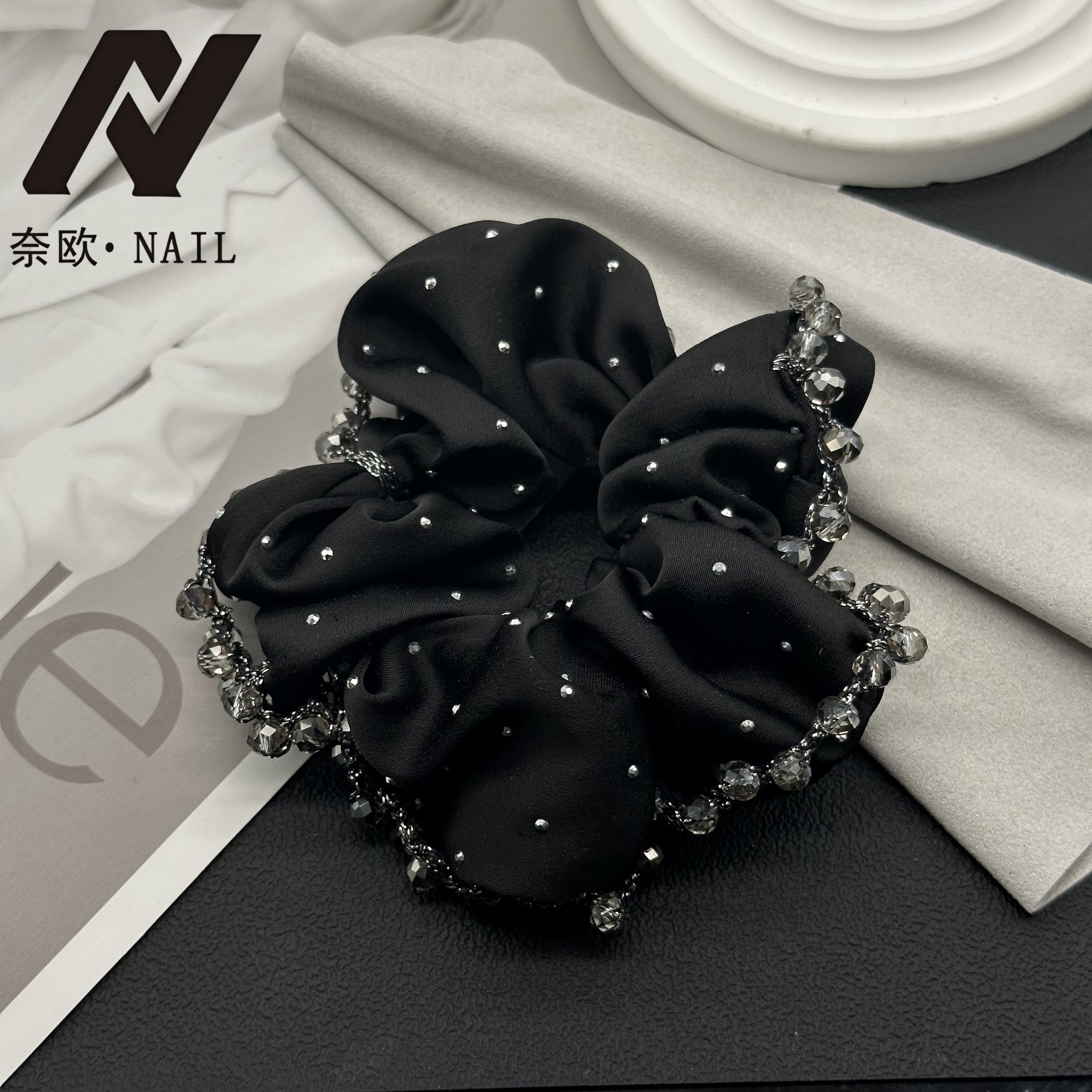 【NAIL·奈欧】设计师系列6257气质缎面细闪大肠发圈爆款