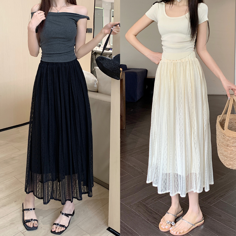 6389-夏季新款女装显瘦微胖大码高腰时尚百搭中长款