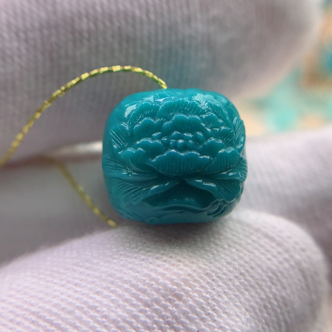 绿松石珠宝奇石未镶嵌11.5mm国色天香