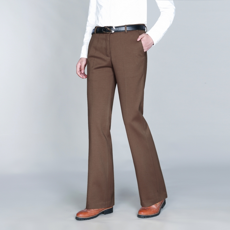 冬季弹力厚款喇叭裤男商务修身垂感阔腿大脚西裤中年休闲保暖男裤