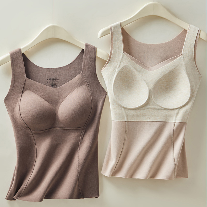 C5452磨毛德绒胸垫一体V领背心美背