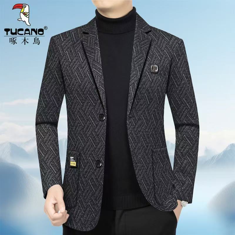 啄木鸟正品春秋新款男士西服外套韩版修身西装上衣高级感时尚单西