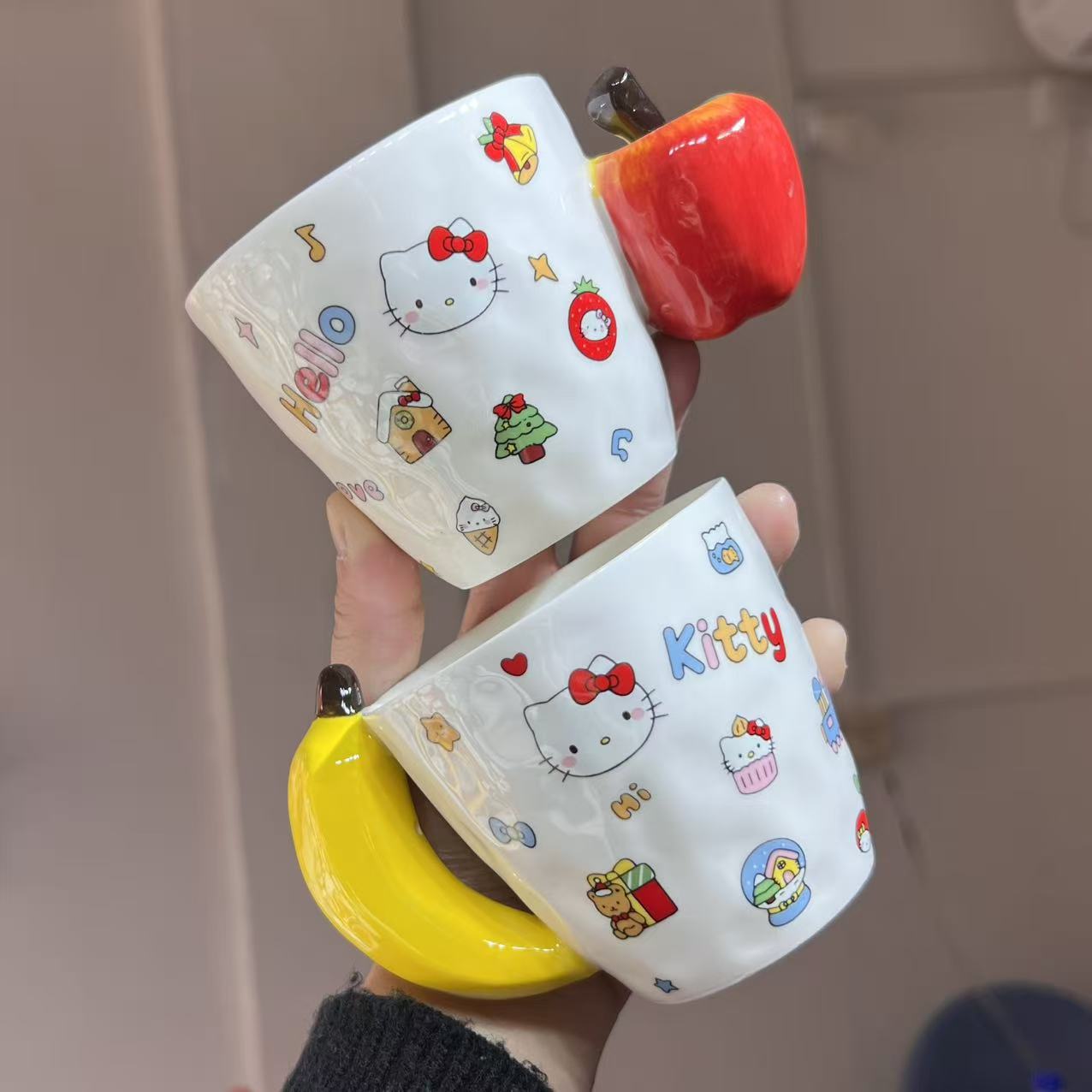【嘟嘟Good】出口高货 好运KT 苹果香蕉喝水杯 咖啡杯 牛奶杯