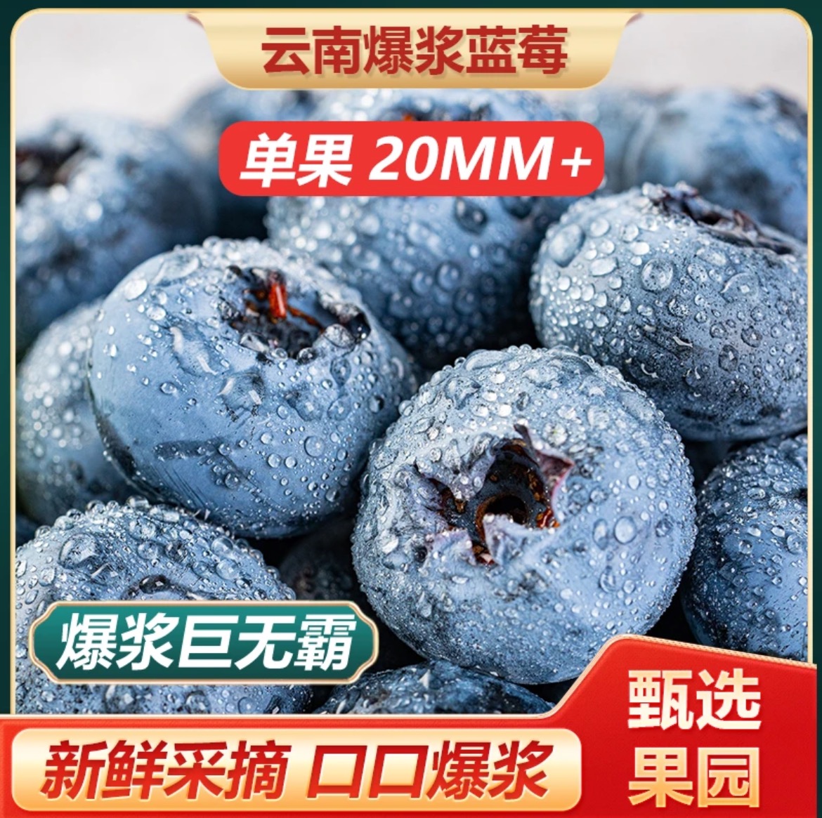 （京东空运）云南优选脆爽清甜花香蓝莓甄选品质果园现采现发蓝莓