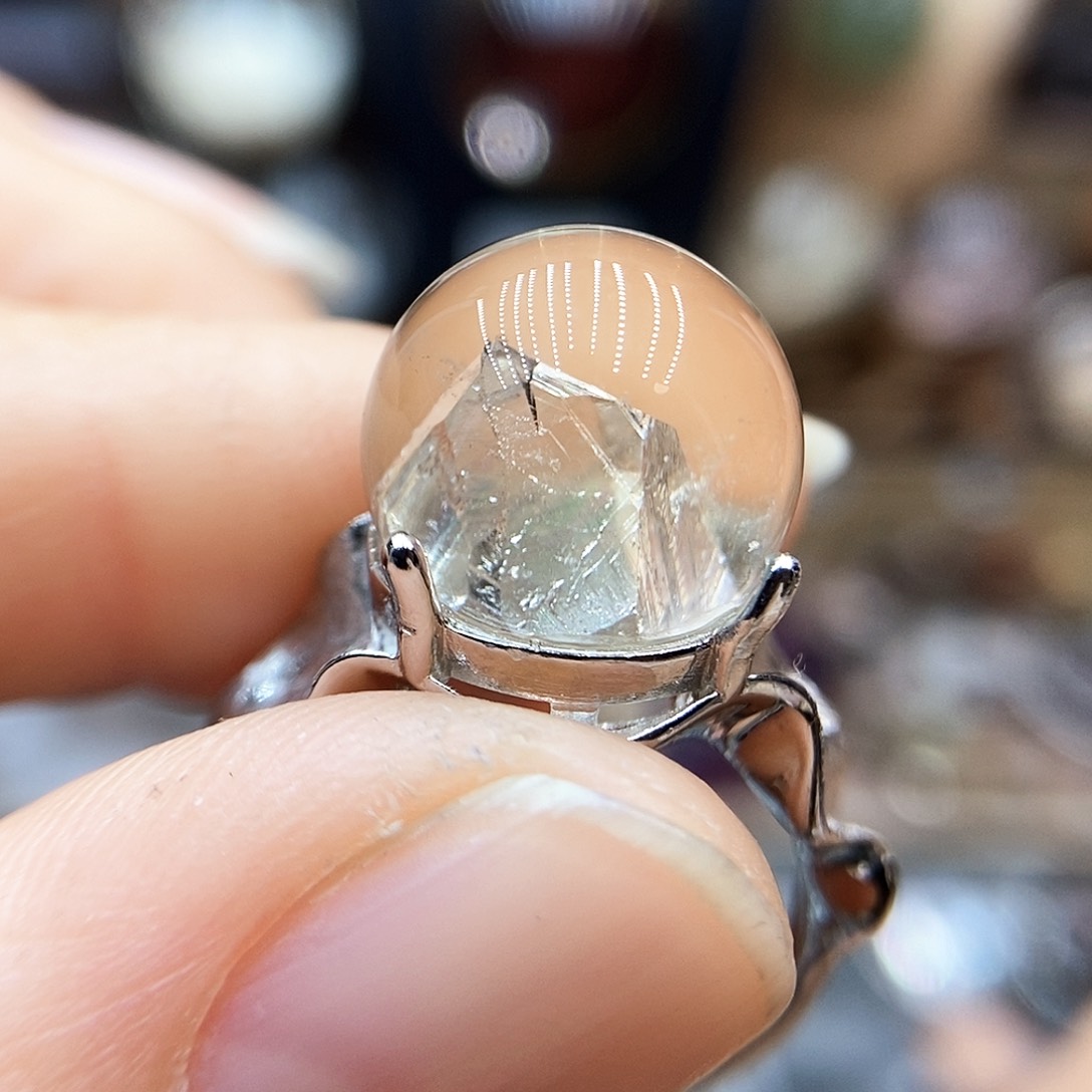 水晶戒指不退不换银S925镶嵌ꪝ*?