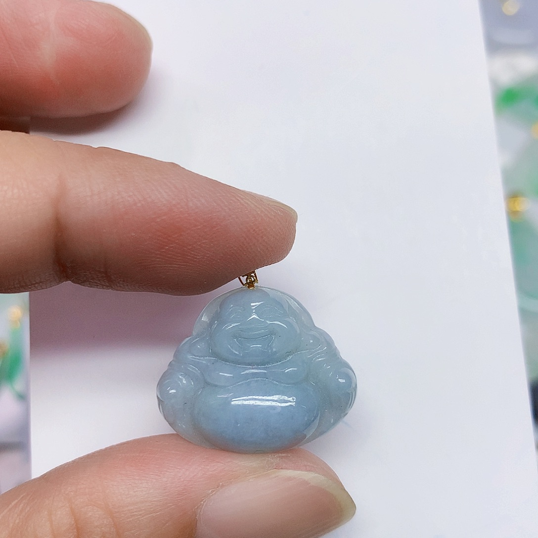 颈饰18K金镶嵌翡翠佛公