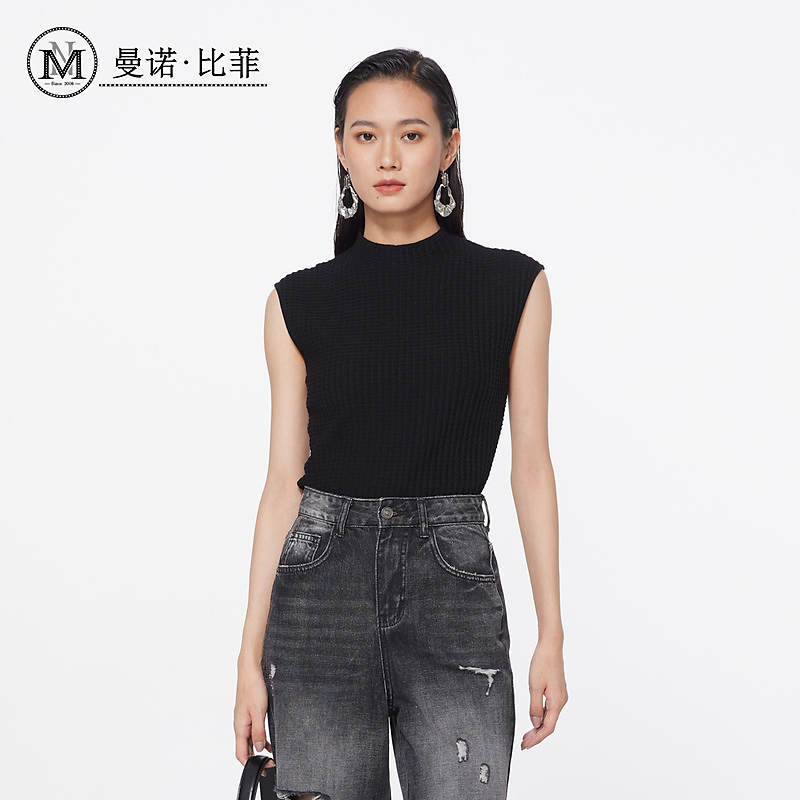 曼诺比菲半高领无袖吊带背心MFGM112244