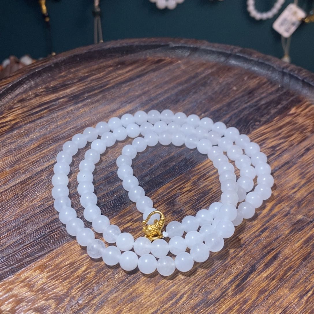 和田玉手串未镶嵌大*羽6m圆珠