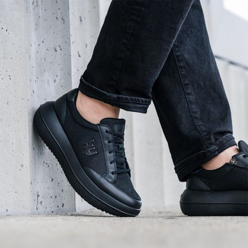 KYBUN瑞士进口时尚休闲男士鞋拉链皮网拼接透气Burgdorf black