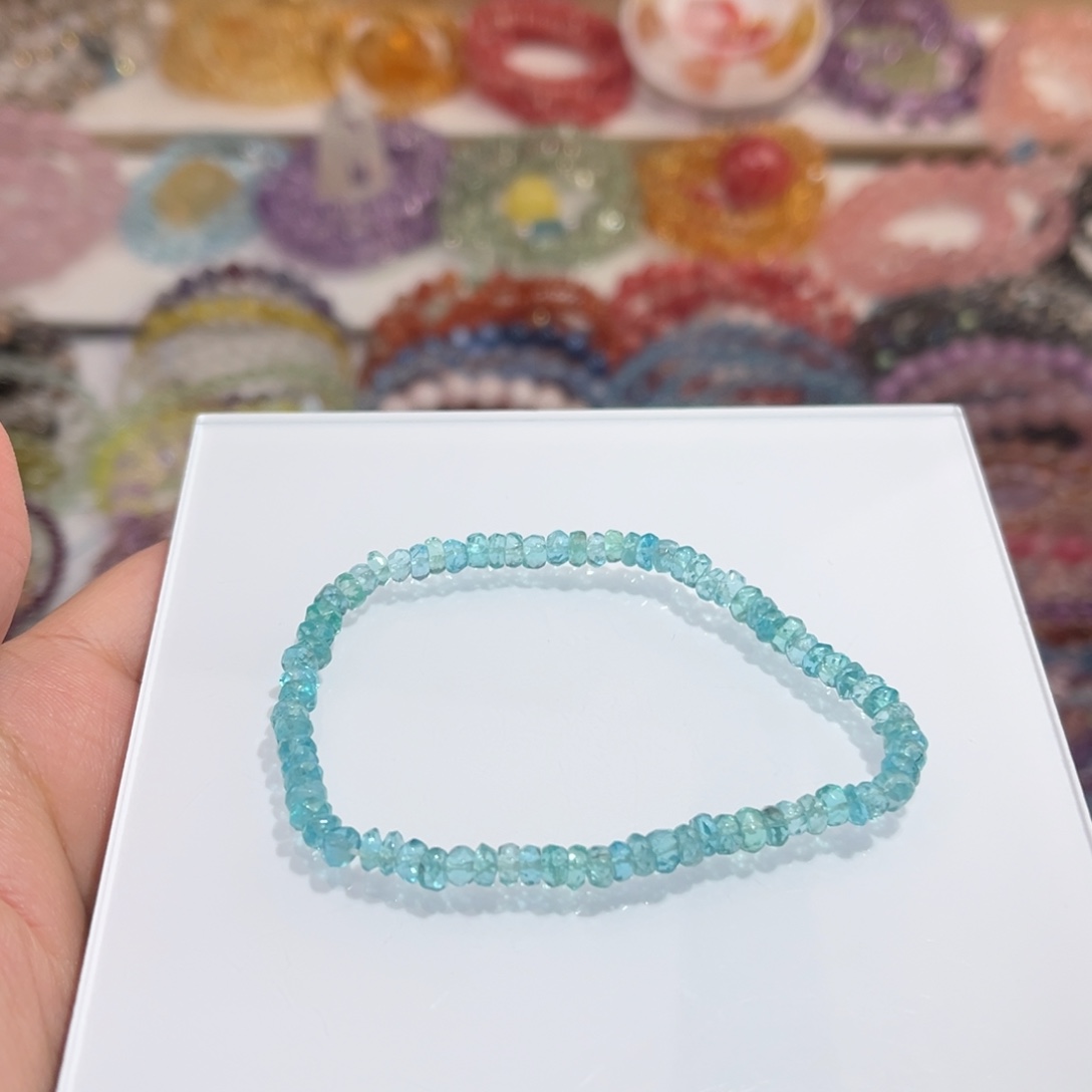 未镶嵌手链水晶蓝磷灰算盘珠手串