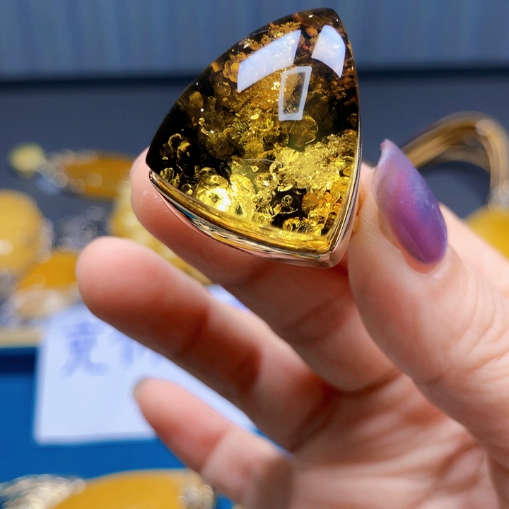 手链琥珀银S925镀金镶嵌波兰设计款琥珀蜜蜡