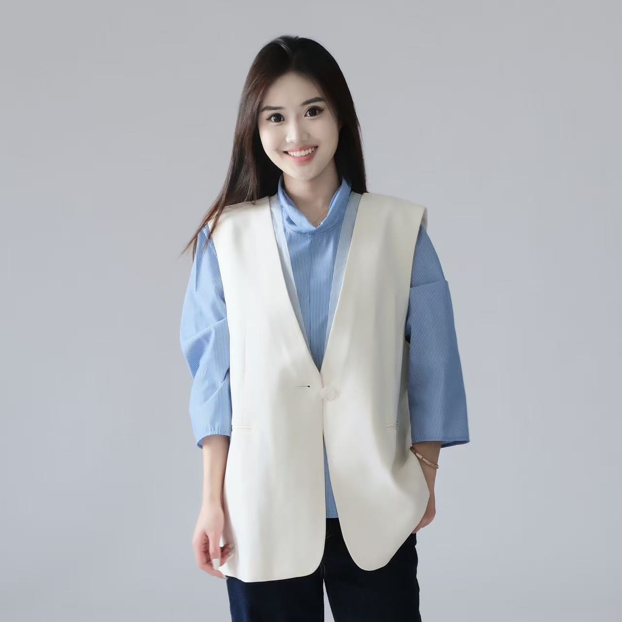 软糯时尚针织马甲复古港风休闲马夹百搭风1815（cz）