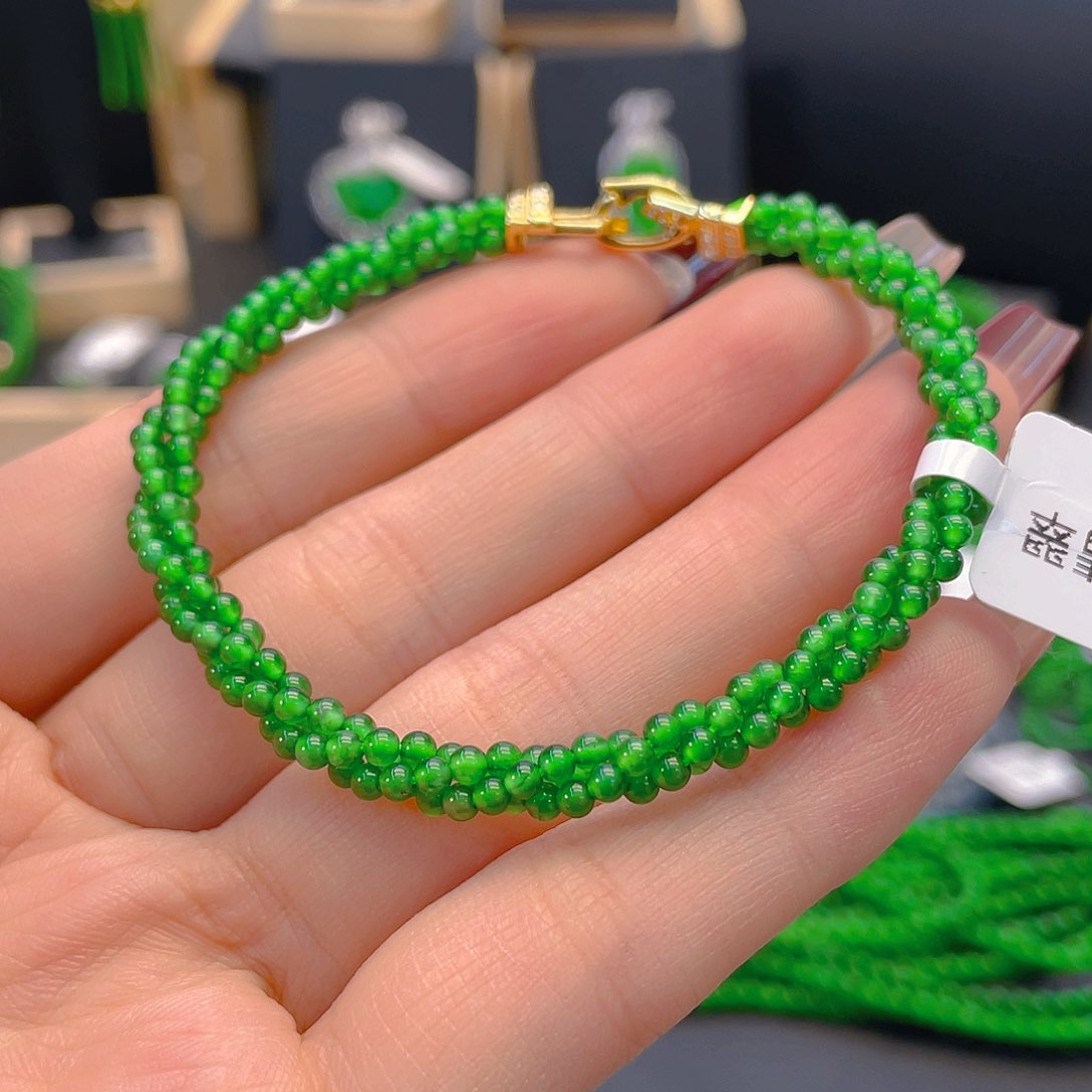 翡翠手链银S925镶嵌卡2.5