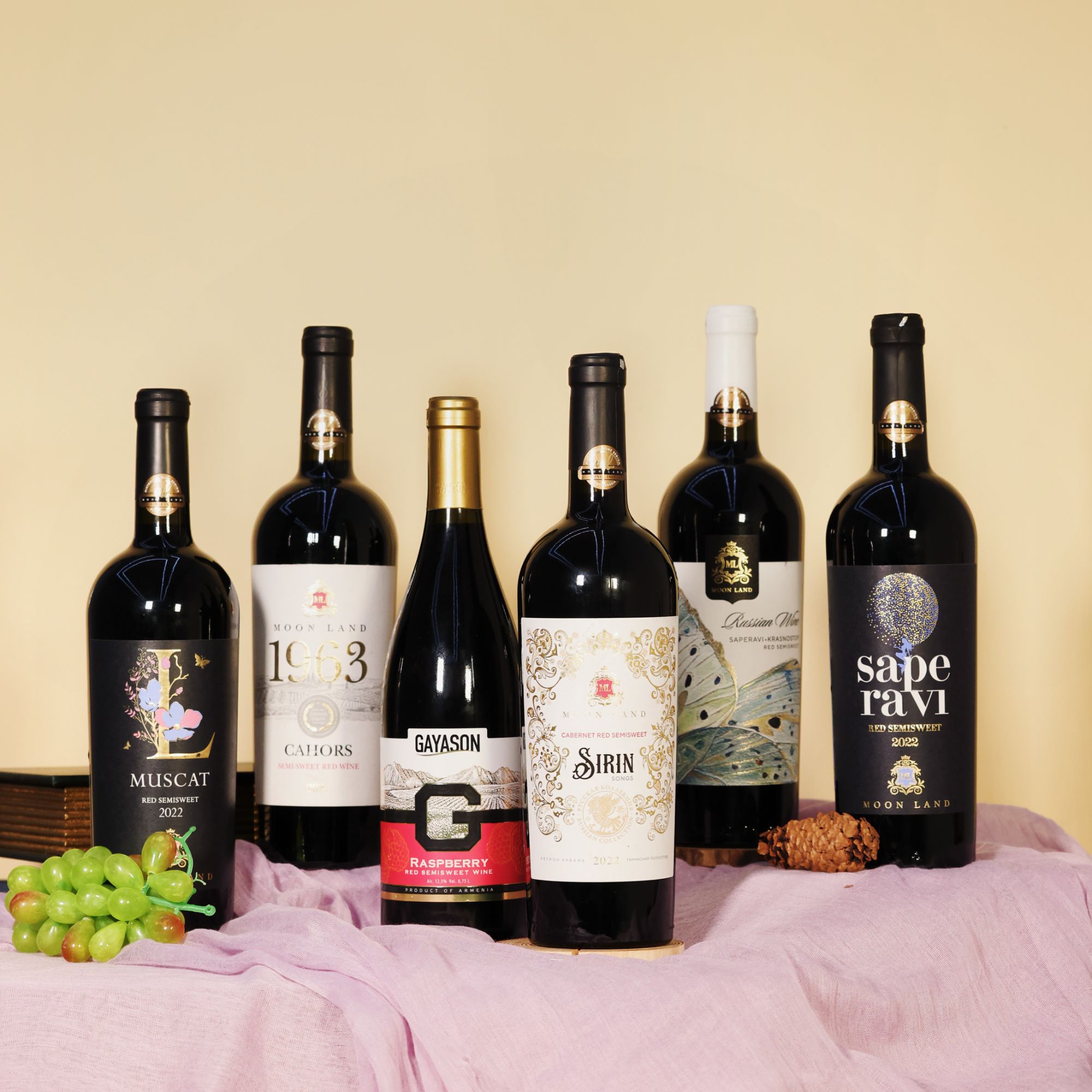 【 俄罗斯进口】木莱特晚香青黛月光1963莫斯卡托绯红葡萄酒组合