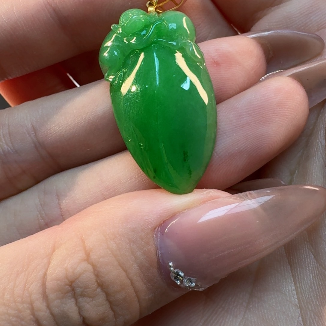 翡翠颈饰18K金镶嵌葵**2吊坠