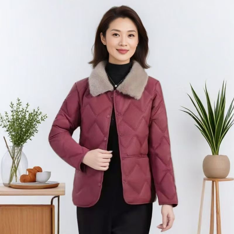 9xl300斤加肥加大冬季毛领免洗宽松中老年妈妈款PU棉服外套加厚