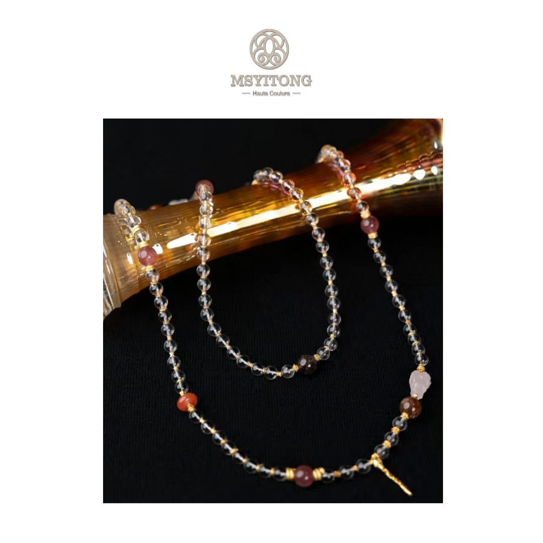 合金项链 超七醒狮粉色晶晶项链