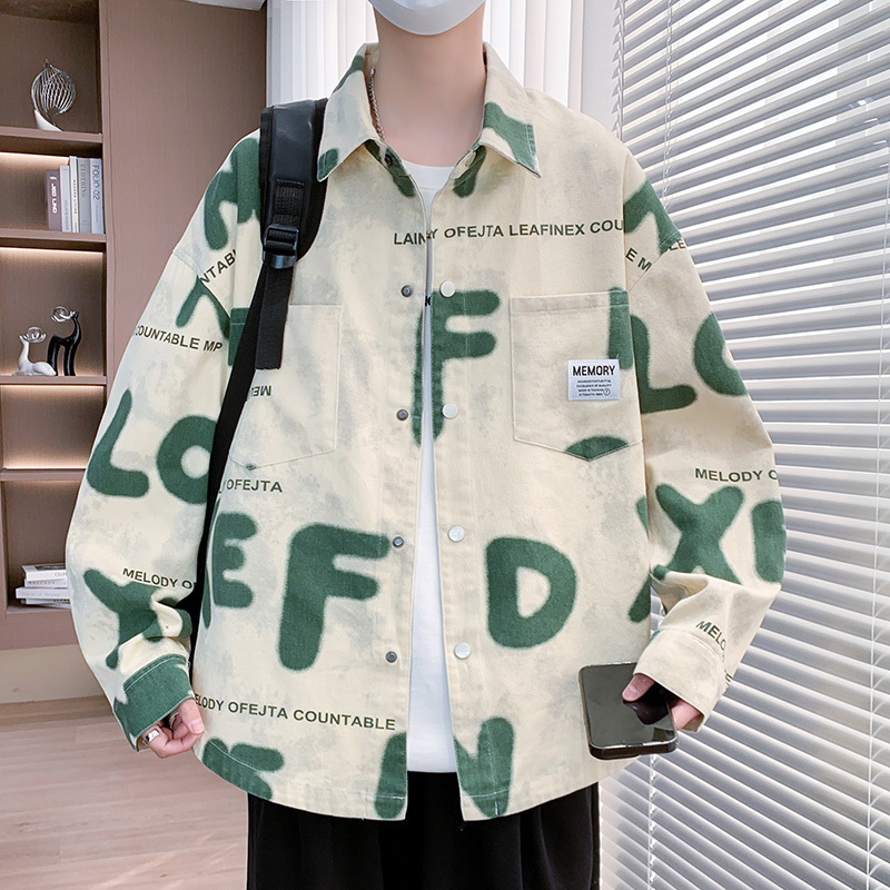 青少年2505秋季新款百搭宽松舒适时尚休闲砂洗牛仔衬衫上衣