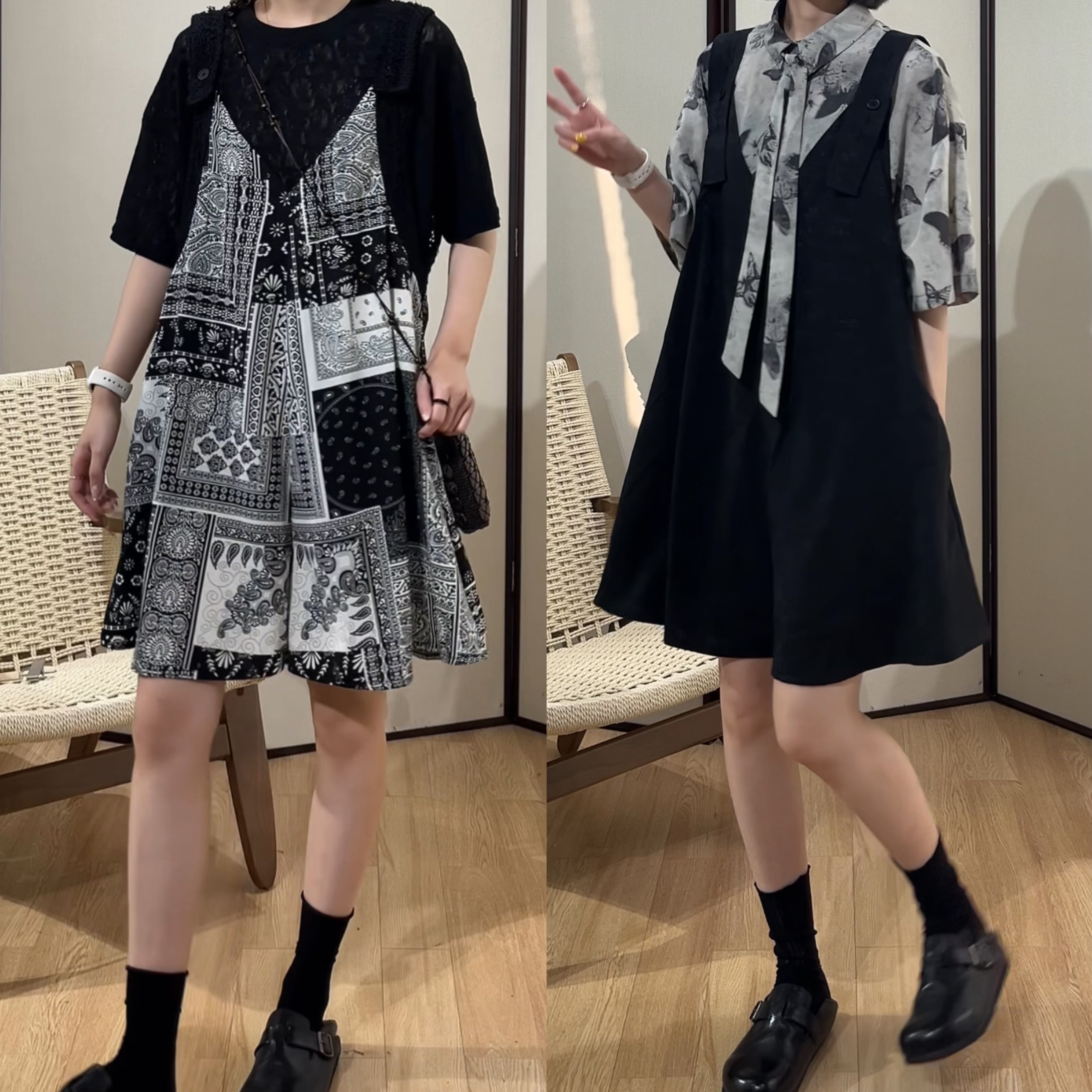 UpSd 原创【几乎迷人】背带裤腰果花显瘦可调节长度背带短裤