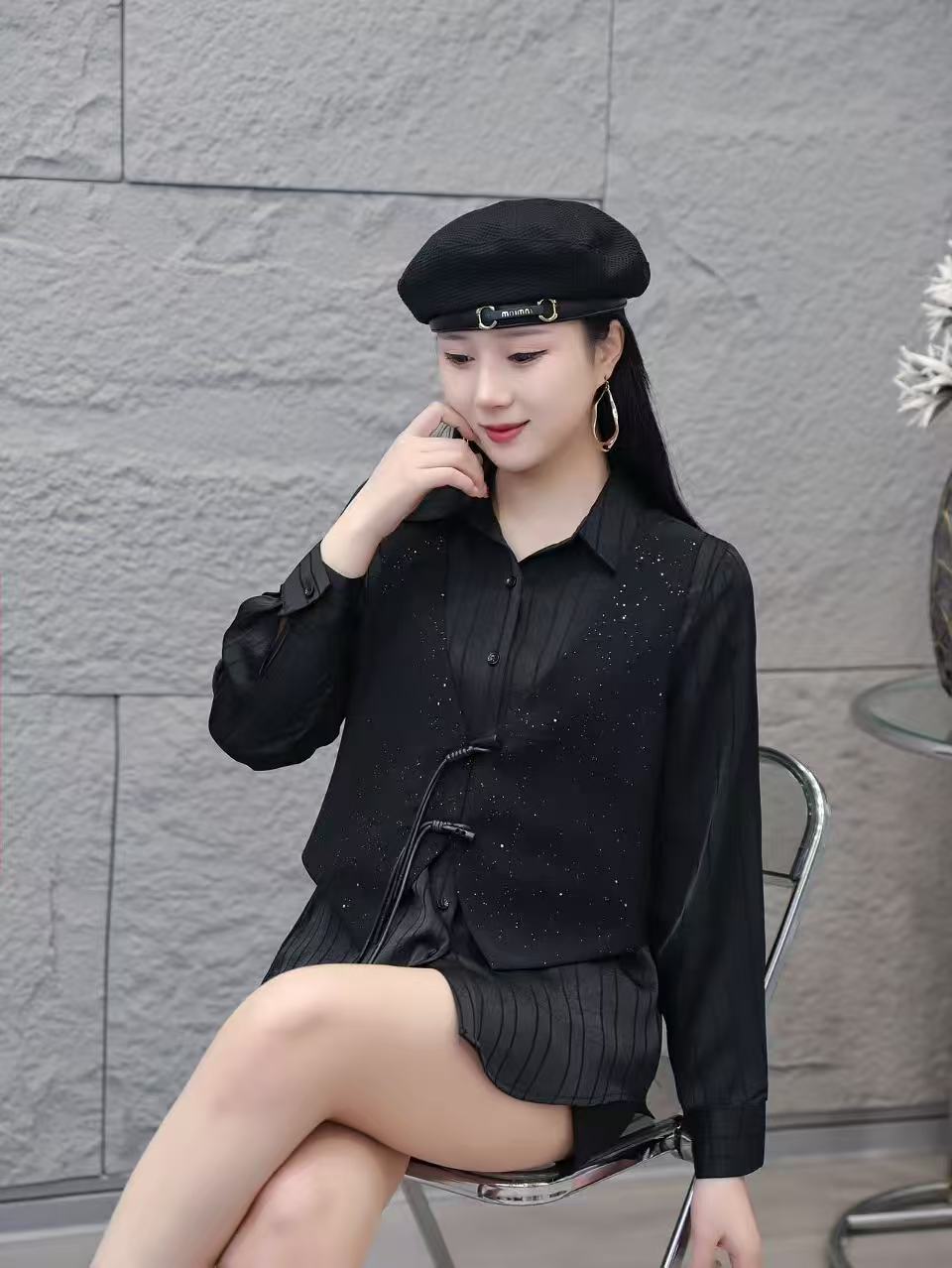 欧洲站乌衣轩春季新款时尚高级长袖衬衫女