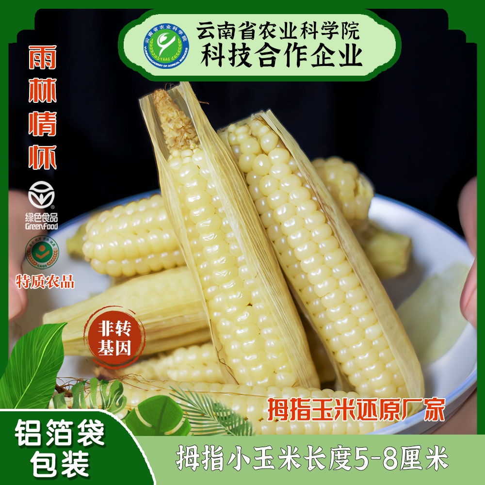 雨林情怀拇指小玉米特质农品新鲜非转基因铝箔袋真空玉米绿色食品