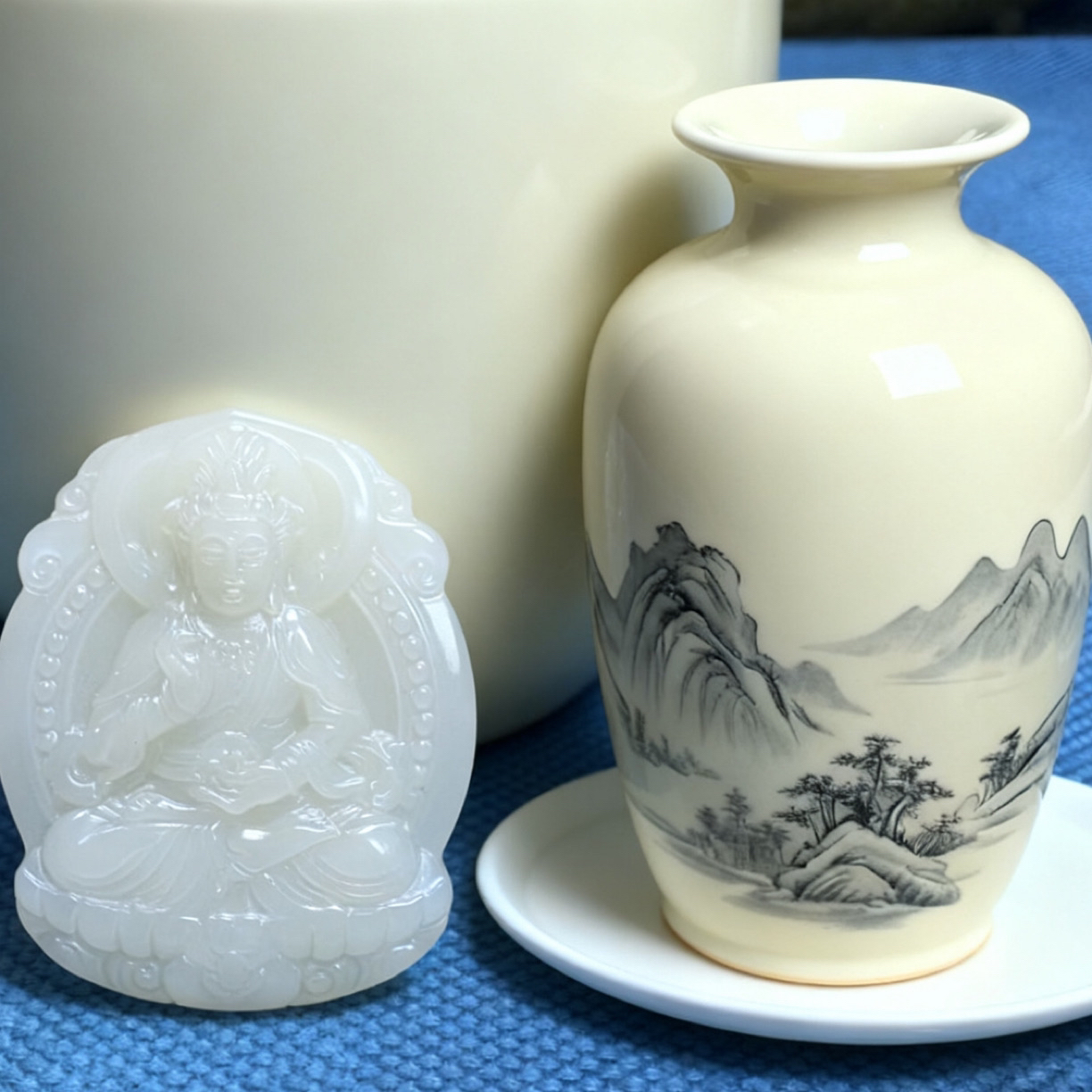 男士观音，精品时尚暖白双面精雕。