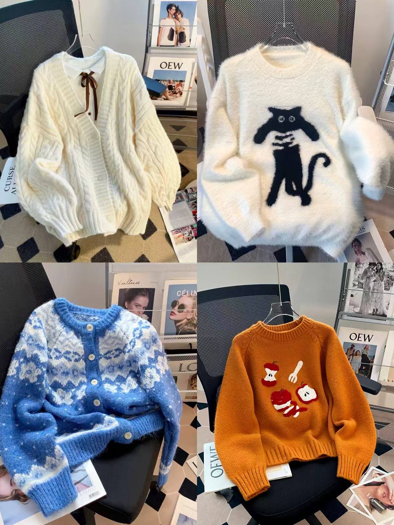 A101~A150（直播间过款专用链接）冬季慵懒风针织开衫套头毛衣