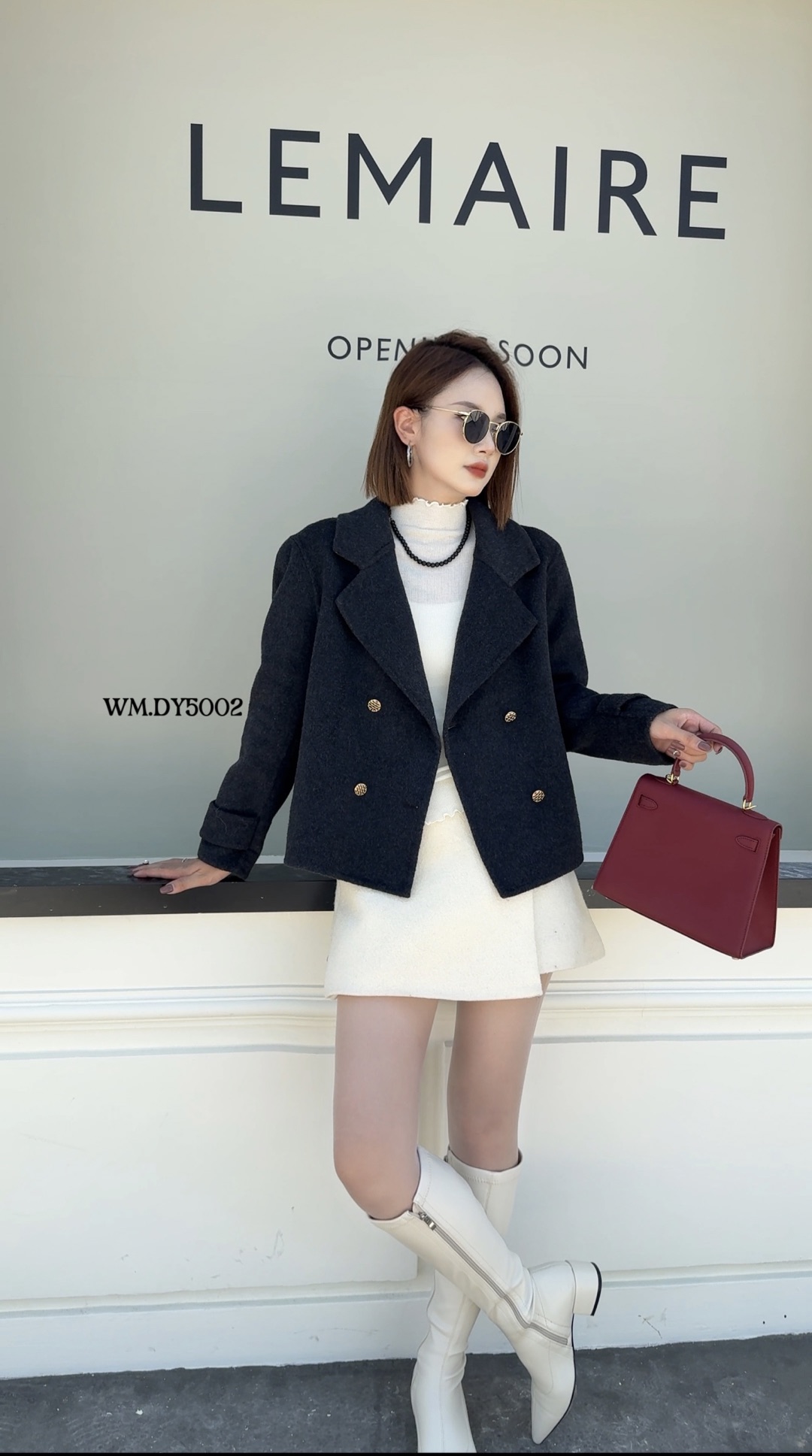  [ W i F i ]5002 短款长袖翻领直下摆春季毛呢外套