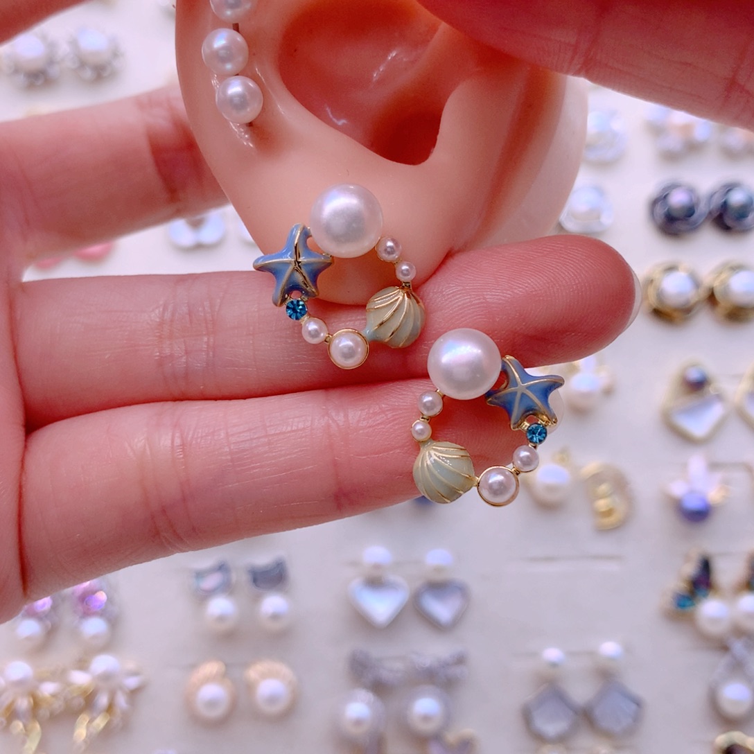 合金耳饰淡水珍珠