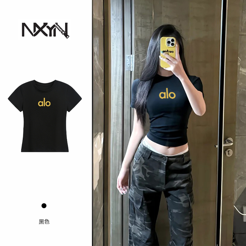 NXYN夏季辣妹短袖t恤纯欲风修身短上衣百搭短袖小众T恤运动内搭