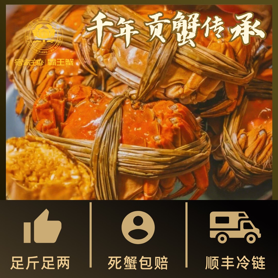 【活蟹】宿有千香霸王蟹大闸蟹2.5两全母蟹8-12只礼盒包装京东顺丰