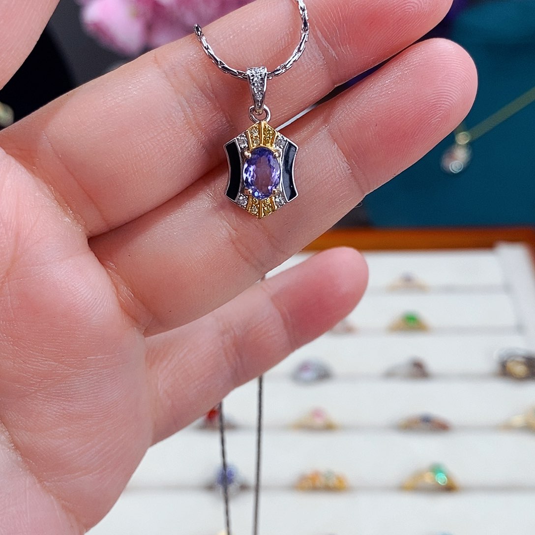 坦桑石颈饰银S925镶嵌