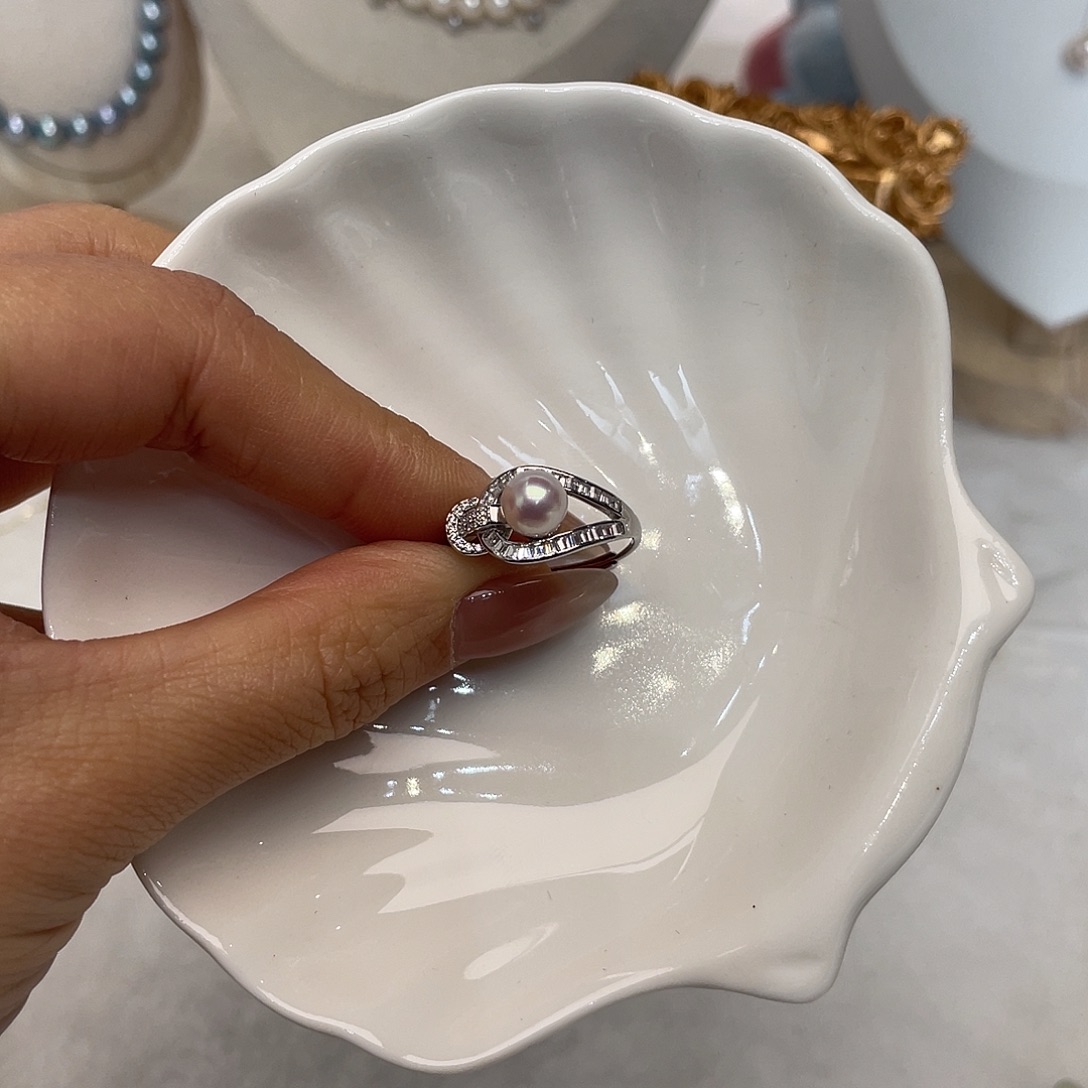 戒指海水珍珠银S925镶嵌
