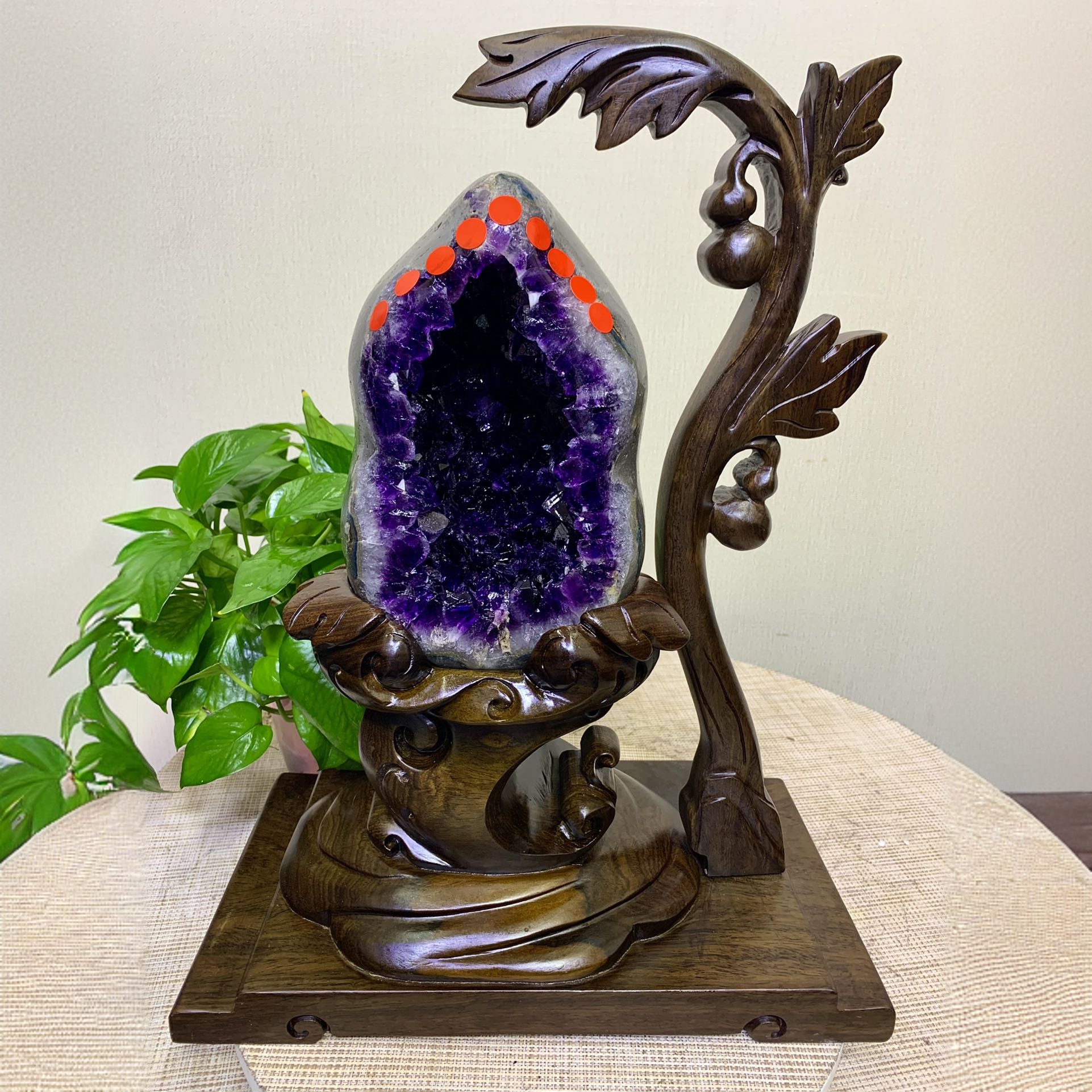 稀有宝葫芦八字形紫晶洞精品居家摆件玄关摆件2025必备精美紫色