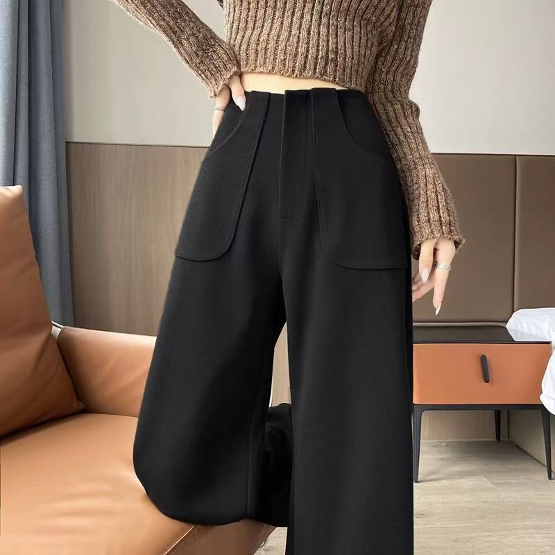 6608#【实物为准-长97】2025新款时尚气质加厚半松紧直筒休闲裤