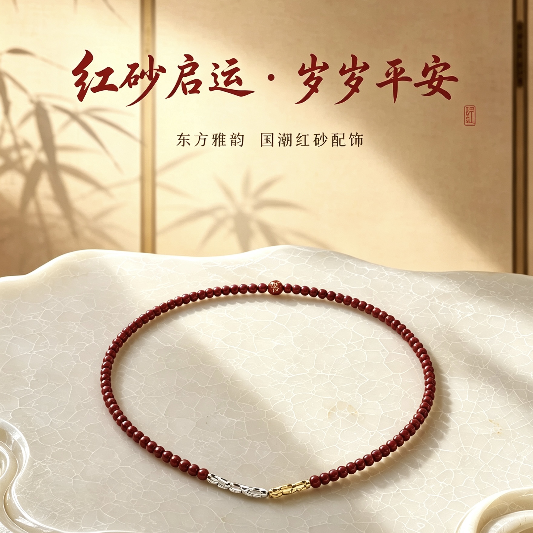 108颗红砂七粒米多圈生肖手串男女款佩戴饰品商品图