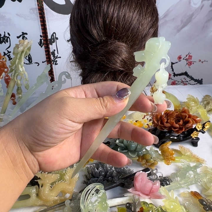 未镶嵌蛇纹石玉发饰