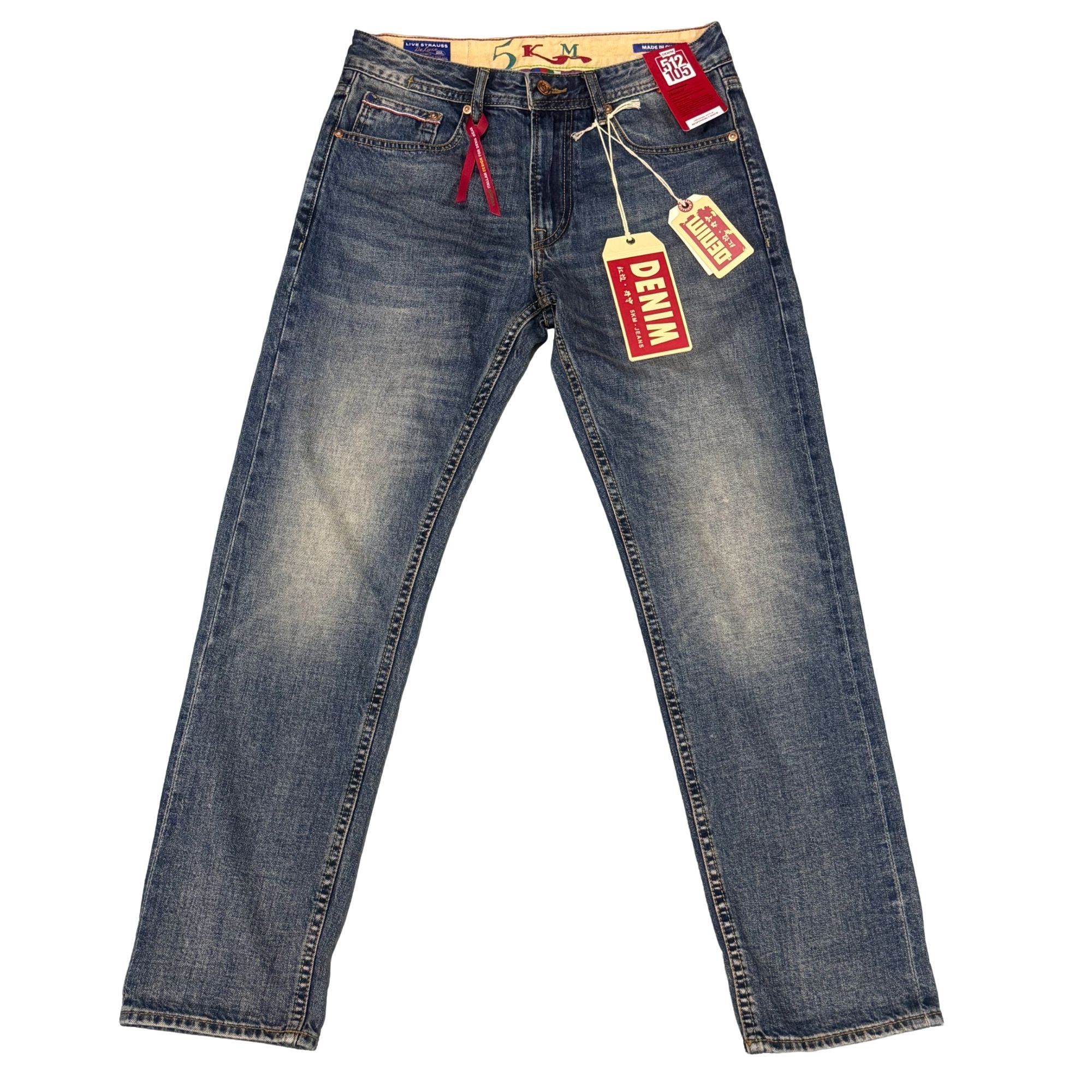 12oz夏季502赤耳丹宁港风重磅水洗小直筒男牛仔裤