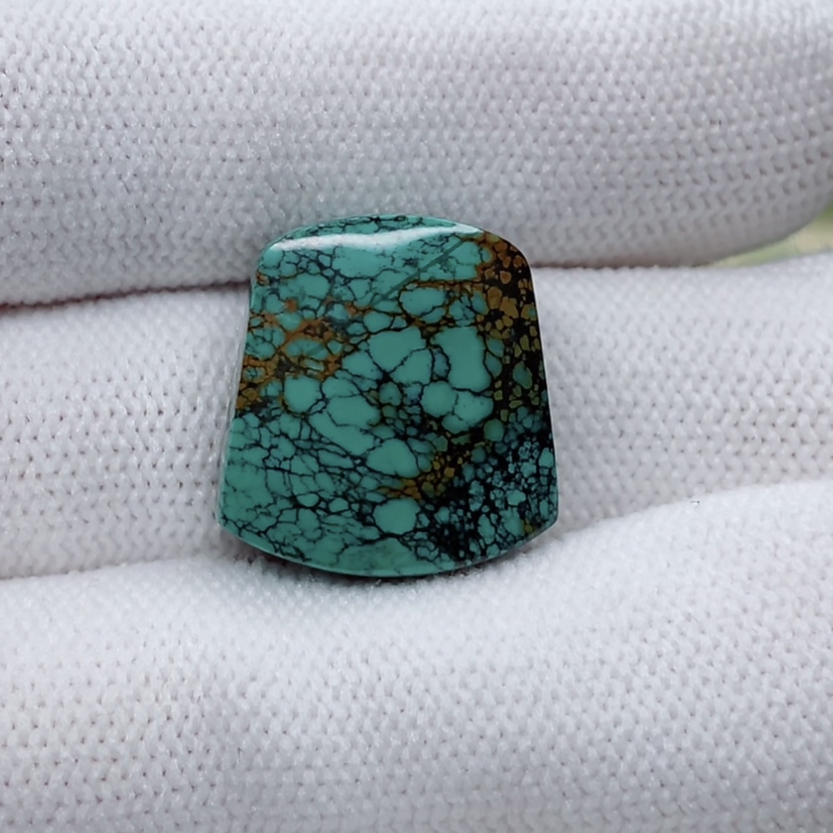 原矿高瓷无优化绿松石小牌子吊坠 高17宽16厚7mm重4.5克网花深色