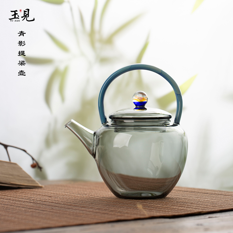 玉见·青影提梁壶泡茶壶冷热水壶-蓝
